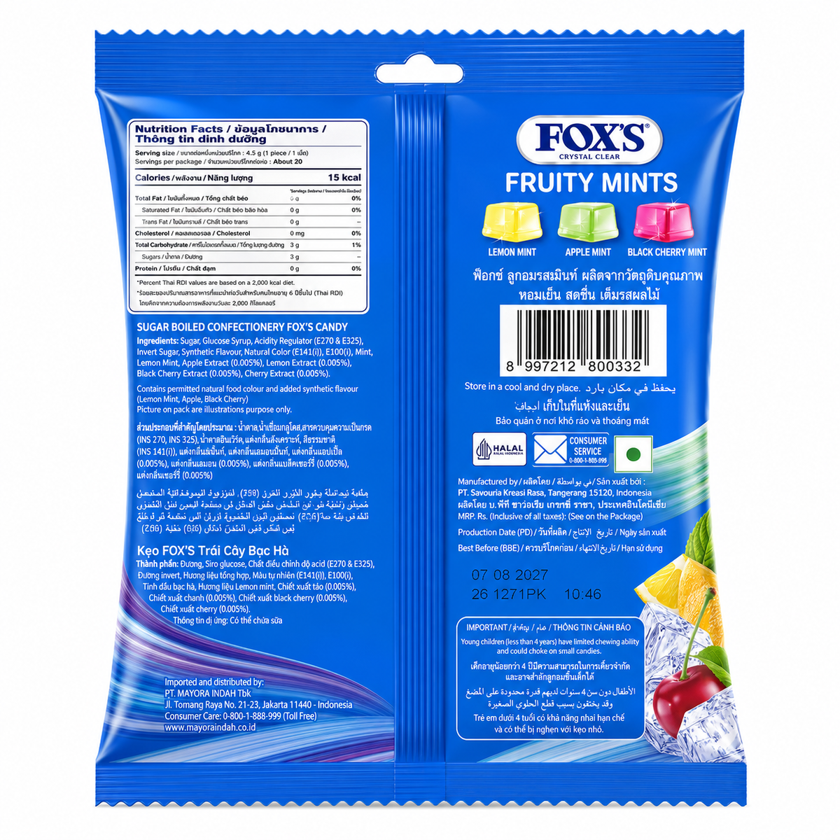 FOX’S Crystal Clear Fruity Mints Candy – 90g