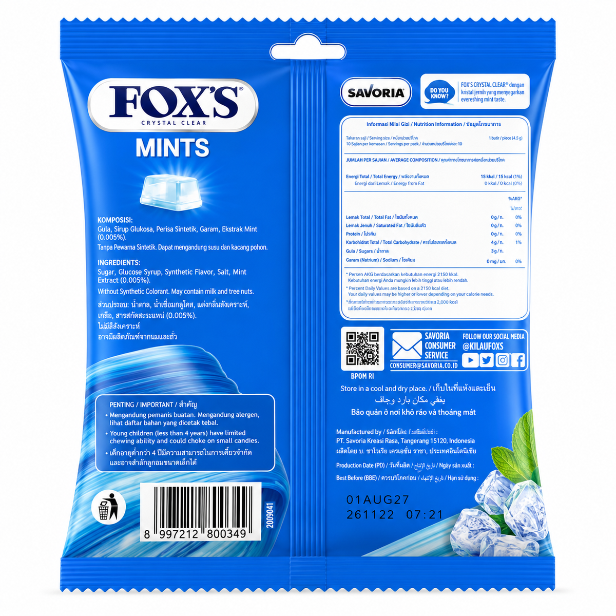 FOX’S Crystal Clear Mints Candy – 90g