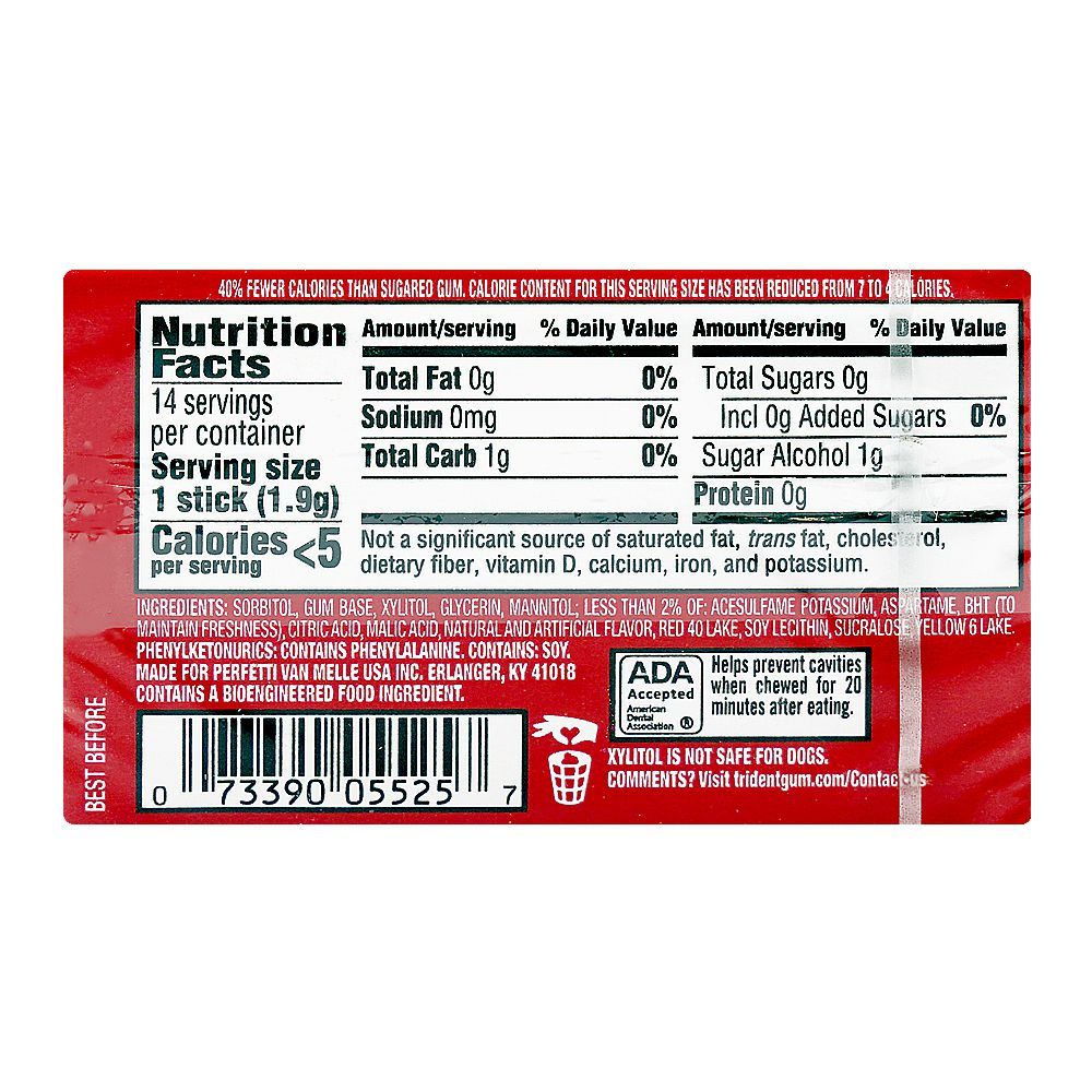 Trident Island Berry Lime Sugar Free Gum, 14-Pack
