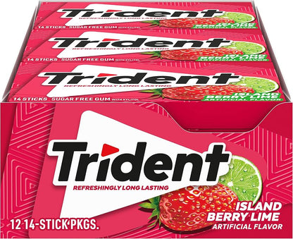 Trident Sugar Free Chewing Gum – 12 Packs × 14 Sticks (168 Sticks) | Multiple Flavors