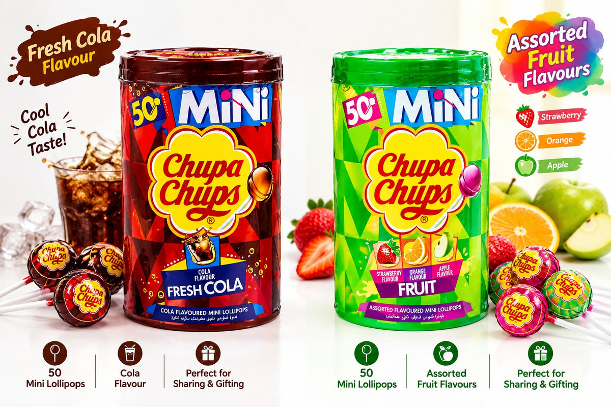 Chupa Chups Mini Lollipops 50pcs – Fresh Cola & Assorted Fruit Flavours