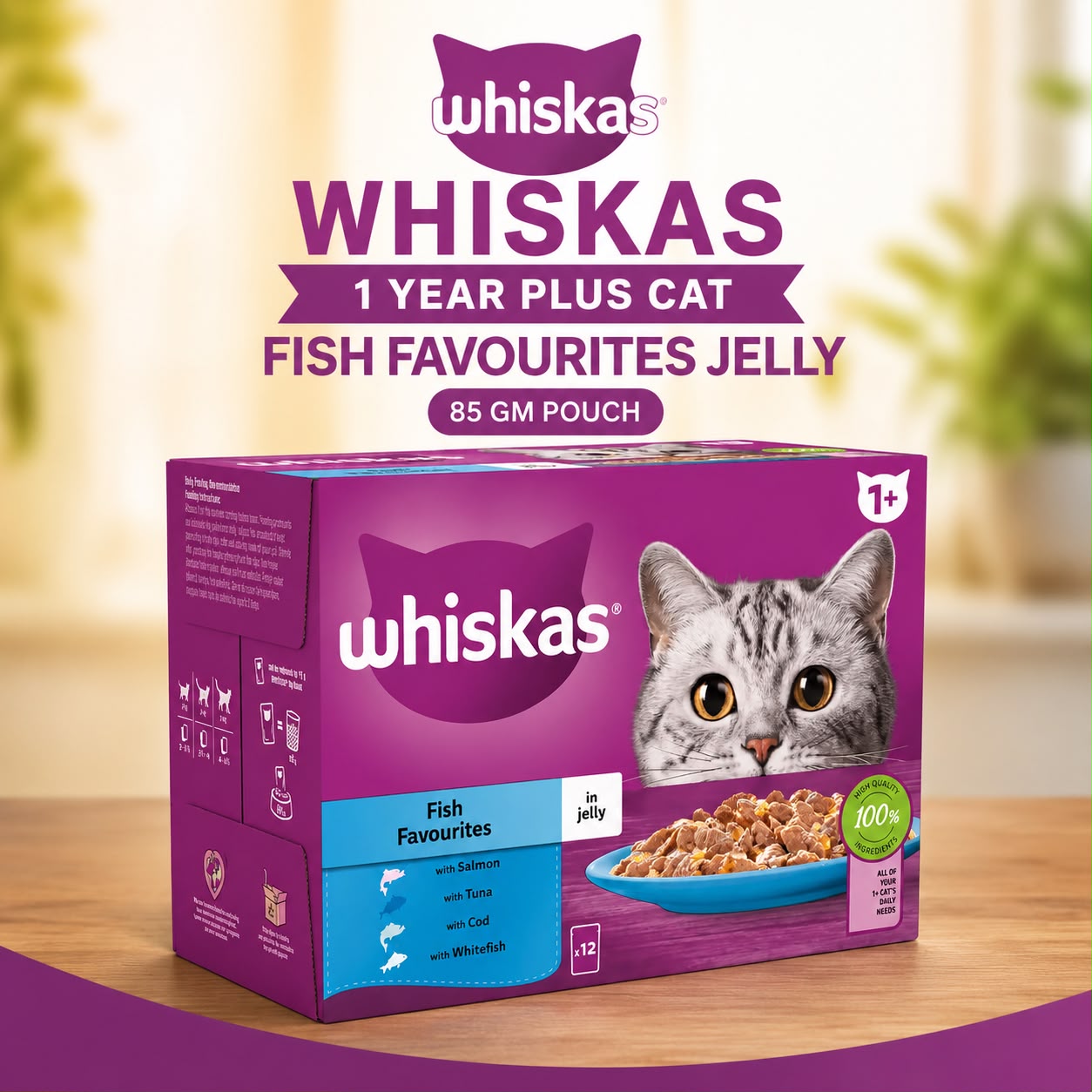 Whiskas 1+ Fish Favourites in Jelly Wet Cat Food – 85g Pouch