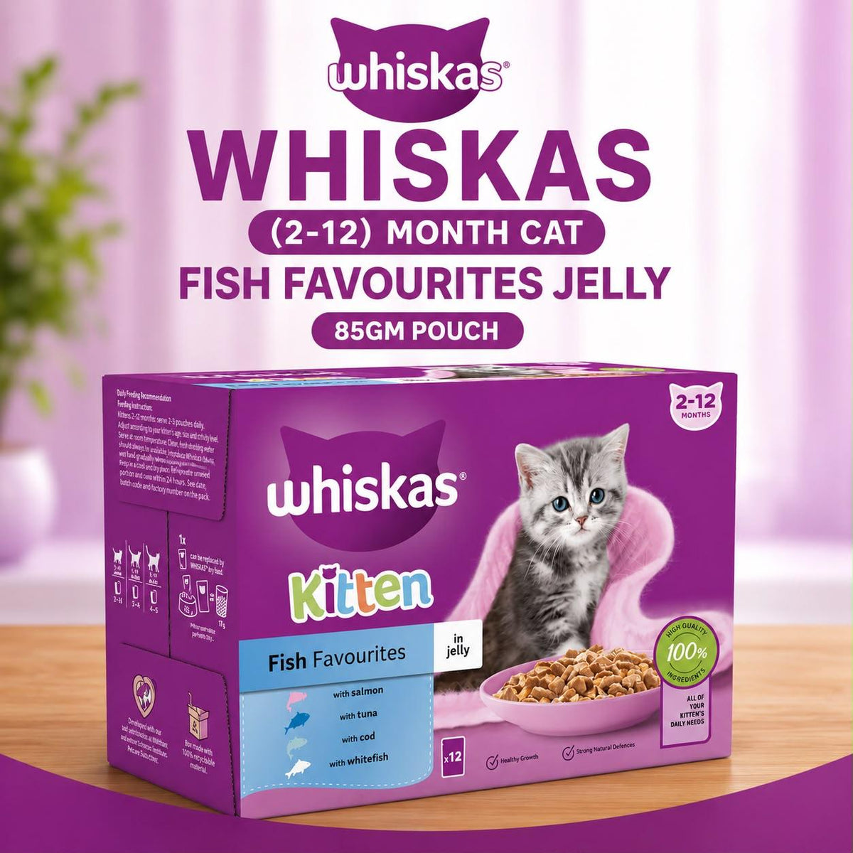 Whiskas Kitten Fish Favourites in Jelly – 12 x 85g