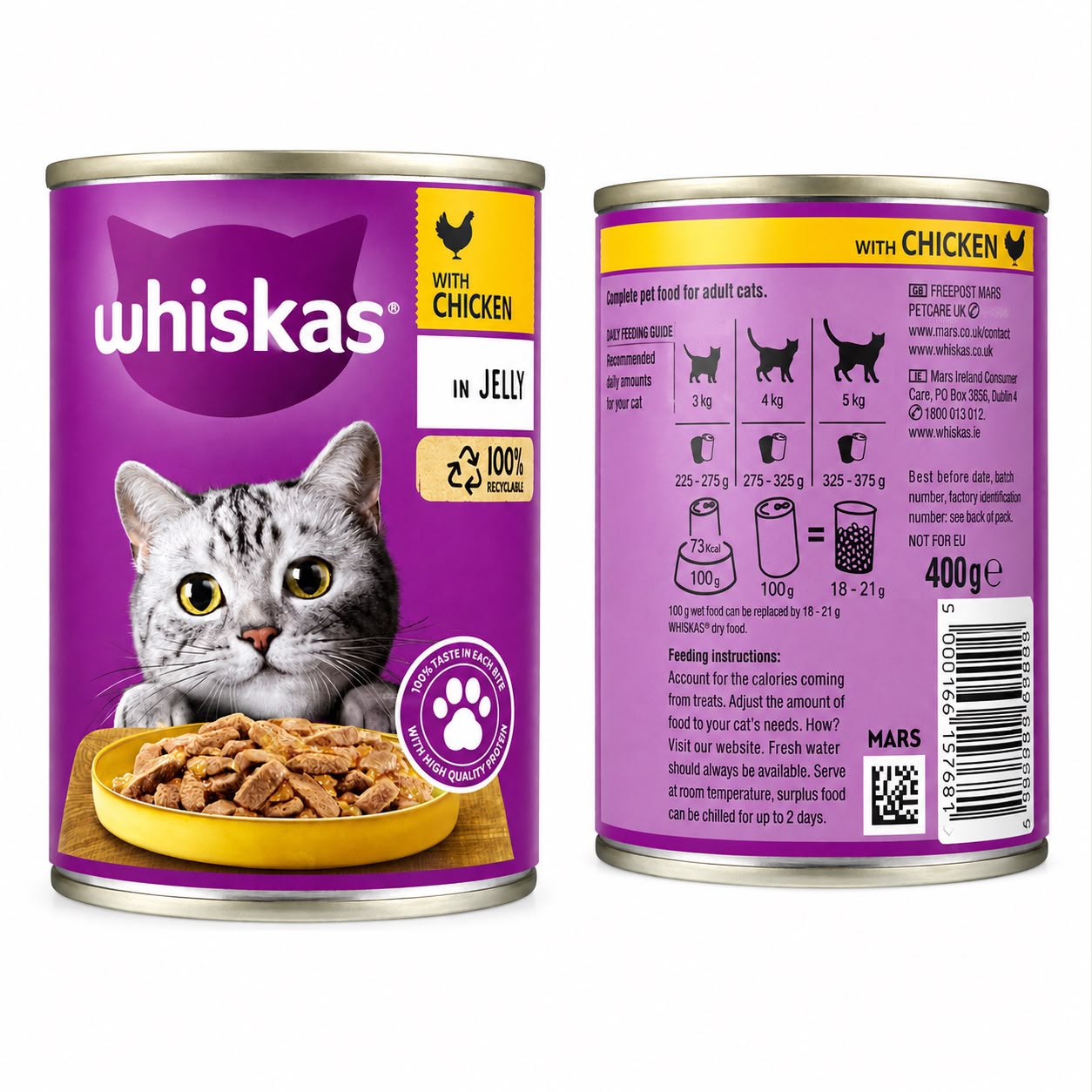 Whiskas Chicken in Jelly Wet Cat Food for Adult Cats 400g