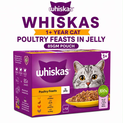 Whiskas Adult Poultry Feasts in Jelly – 12 x 85g