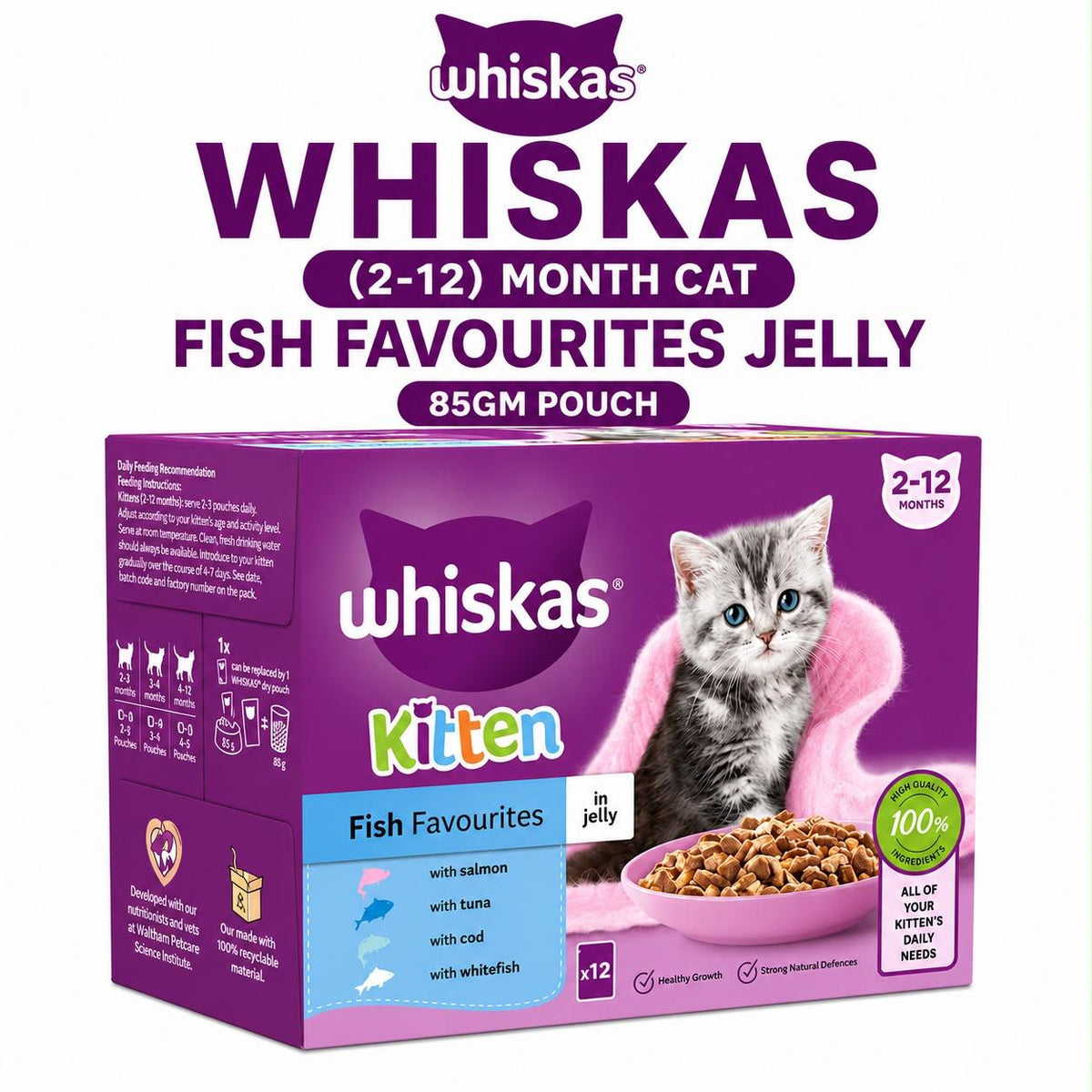 Whiskas Kitten Fish Favourites in Jelly – 12 x 85g